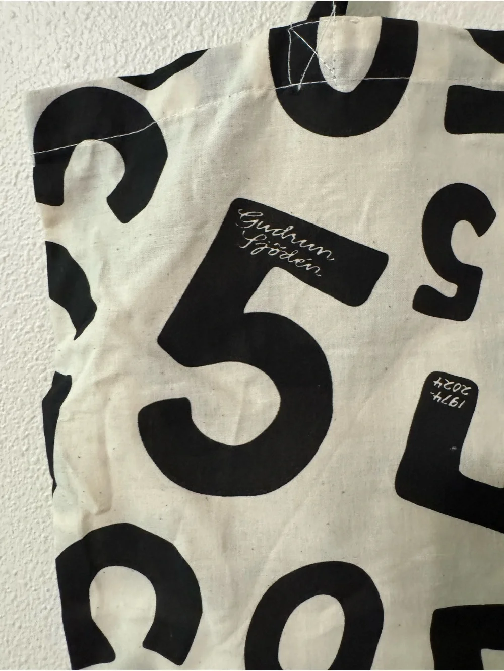 Gudrun Sjoden 50th Anniversary Cotton Tote 1974-2024 Pink Black Graphic 15-16”